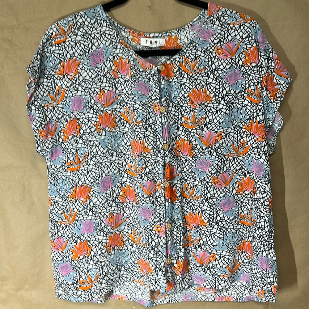 THML women’s blouse size M wooden buttons